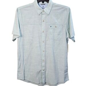 Izod Saltwater Mens SS‎ Dockside Woven Shirt Wasabi Green Stripe Medium New NWT